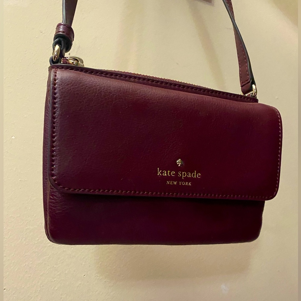 kate spade Cherrywood Brynn Crossbody Bag Small Leather Satchel with Strap